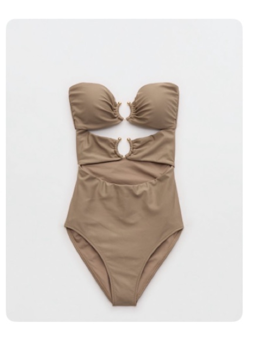 A&E Aerie Bandeau Cut Out One-Piece Swimsuit with Decorative Rings